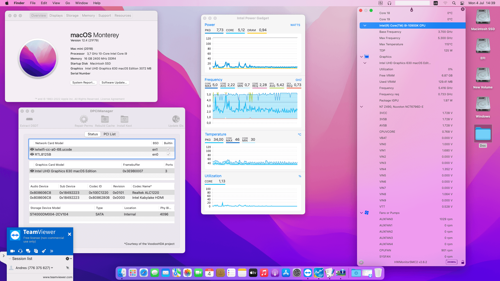 Success Hackintosh macOS Monterey 12.4 Build 21F79 in NZXT N7 Z490 Black + Intel Core i9 10900K